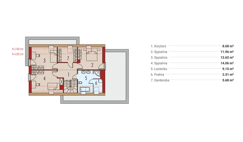 Second Floor 1 – Modern House Plan with Gable Roof and Home Office
