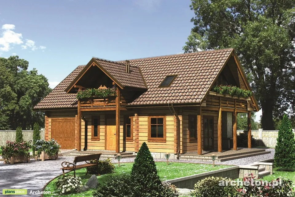 Main Images 1 – Log Home Plan with 3 Beds and 2-Sided Fireplace