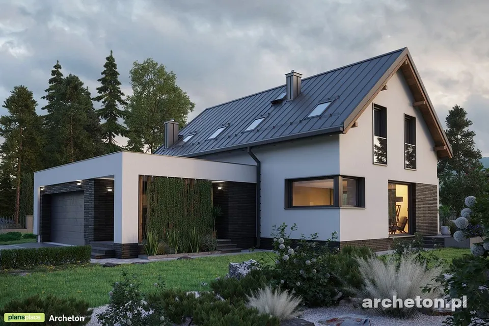 Main Images 1 – House Plan with Gable Roof und Attached Garage