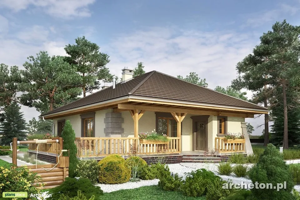 Main Images 1 – 900 Sq Ft Bungalow House Plan with Front Porch