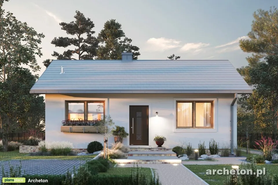 Main Images 1 – 600 Sq Ft Small House Plan with Gable Roof