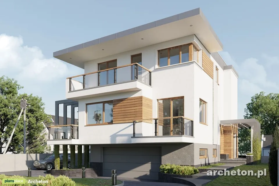 Main Images 1 – Flat Roof House Plan with Basement Garage