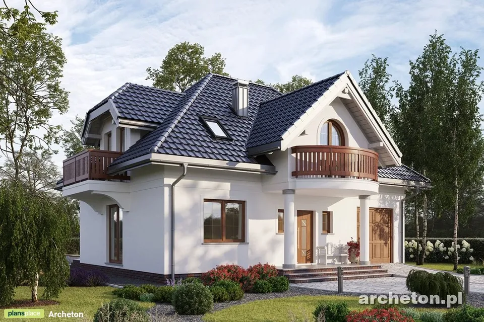 Main Images 1 – House Plan with 3 Gable Dormers and 3 Balconies