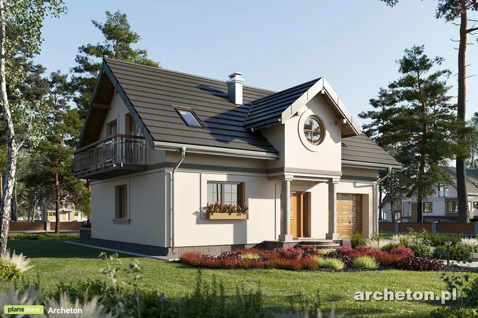Main Images 1 – House Plan with 2 Balconies and Gable Roof