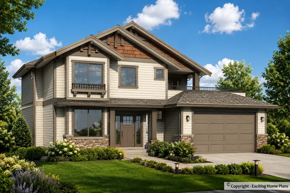 Main Images 2 – 2-Story House Plan 2186 ft², 5 Beds — 29511R