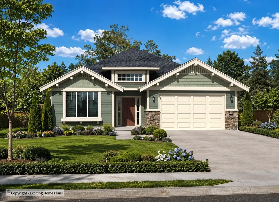 Main Images 2 – 1-Story House Plan 1491 ft², 5 Beds — 12233R