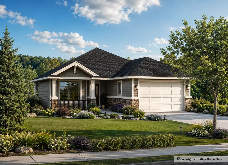 Main Images 2 – 1-Story House Plan 1524 ft², 5 Beds — 42054R