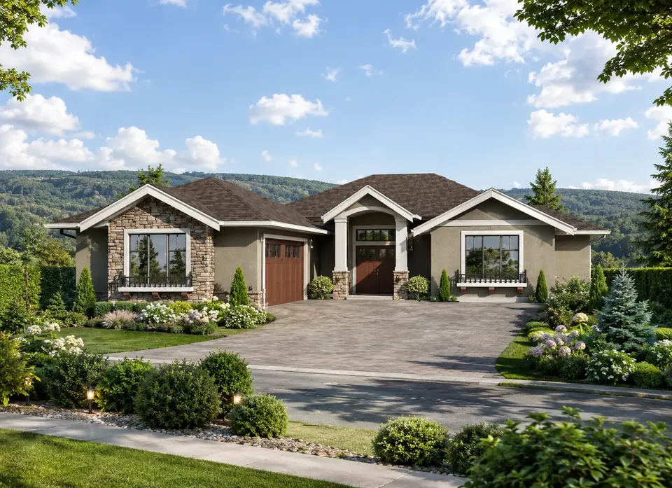 Main Images 2 – 1-Story House Plan 1638 ft², 3 Beds — 77721R