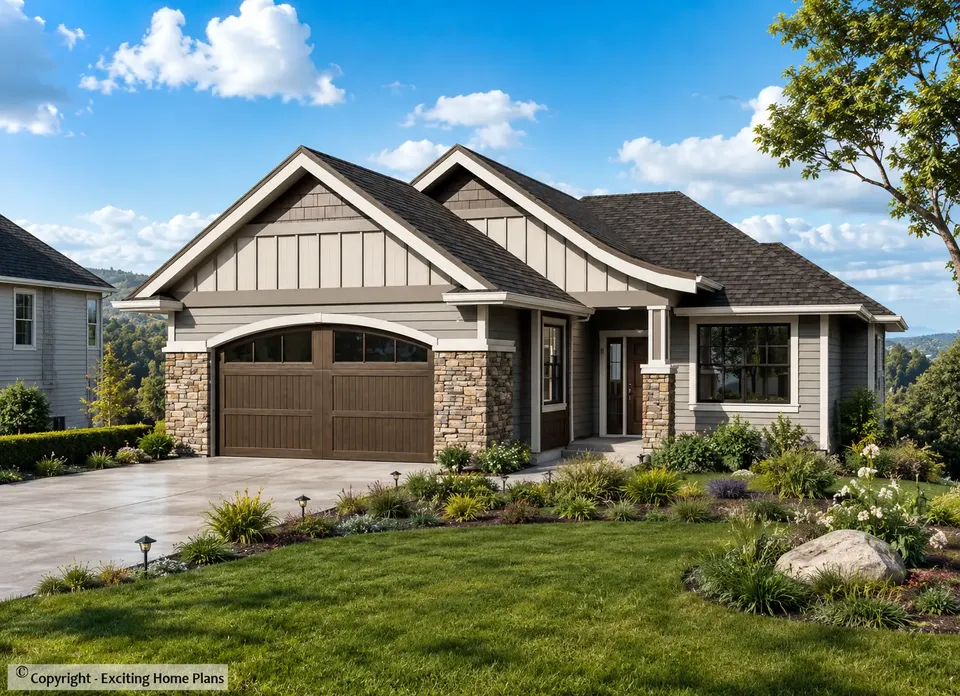 Main Images 2 – 1-Story House Plan 1657 ft², 3 Beds — 38996R