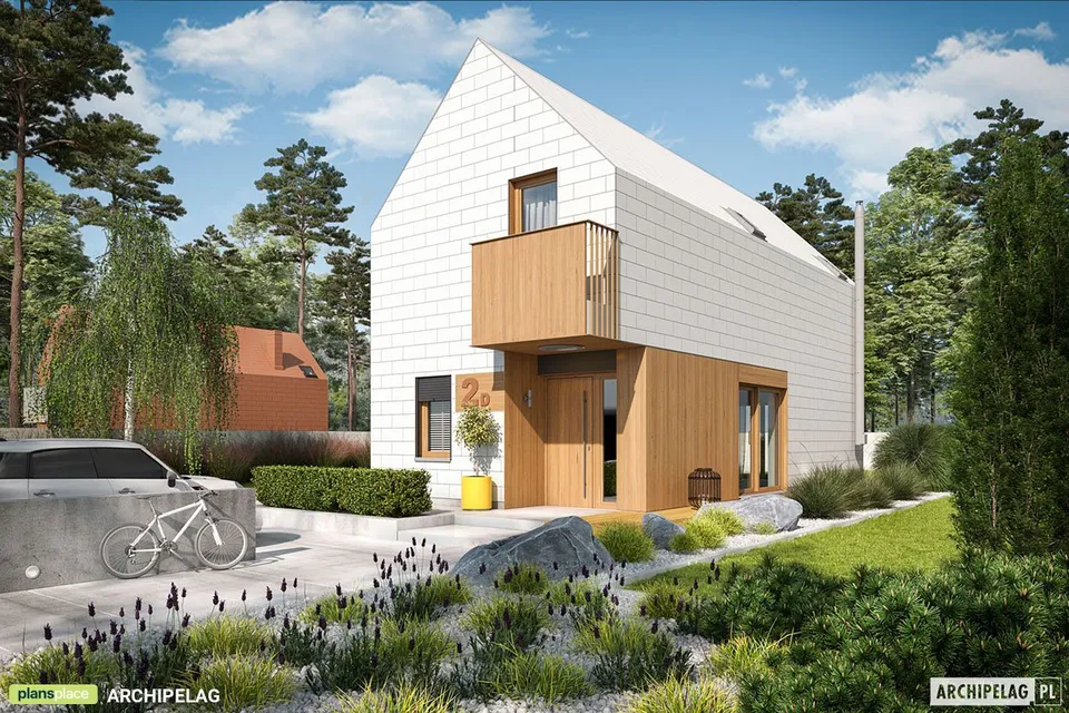 Main Images 1 – Narrow Lot House Plan with White Elevations