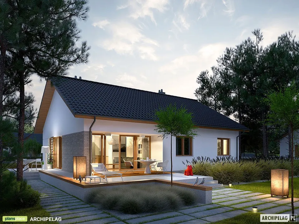 Main Images 1 – 1 Story Gable Roof House Plan with 3 Beds