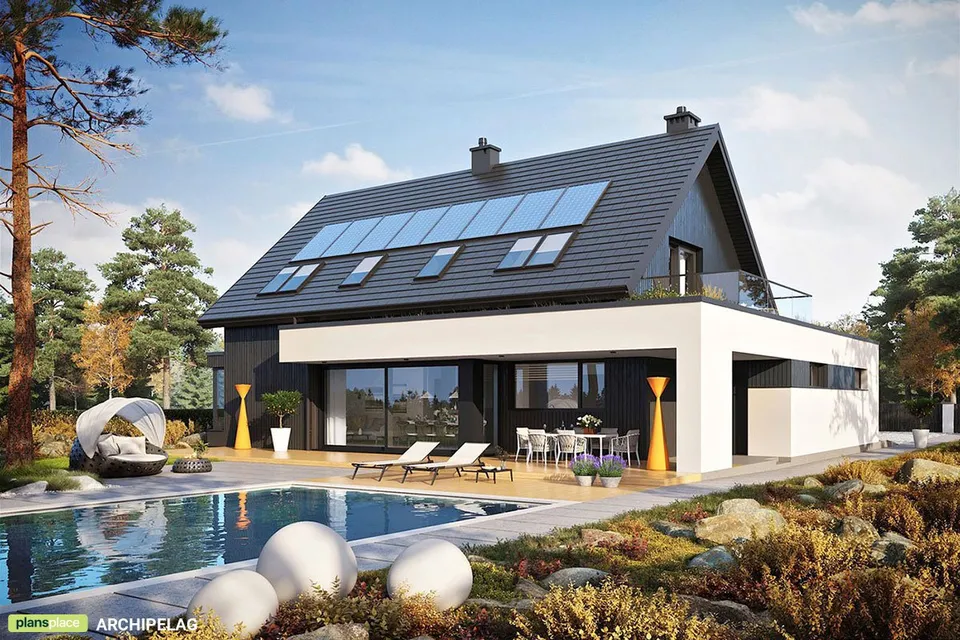 Main Images 1 – Home Plan with Fireplace in Center of House