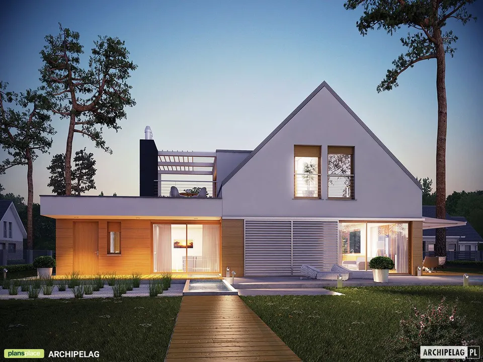Main Images 1 – House Plan with Rooftop Deck above Garage