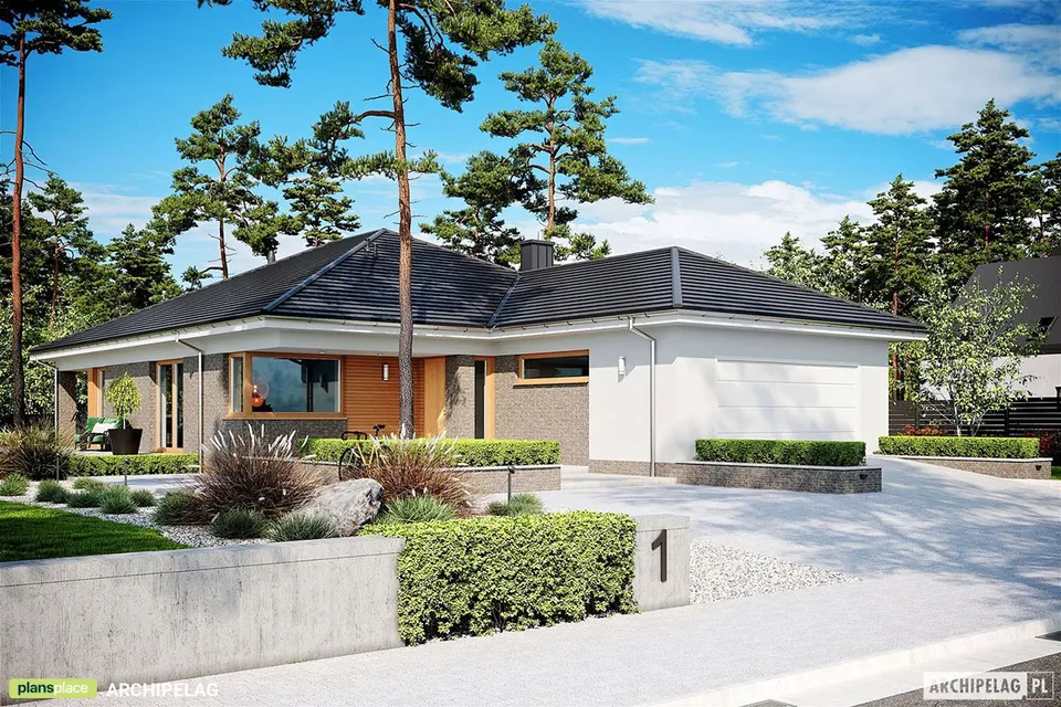 Main Images 1 – Single Story T-Shaped House with Open Floor Plan