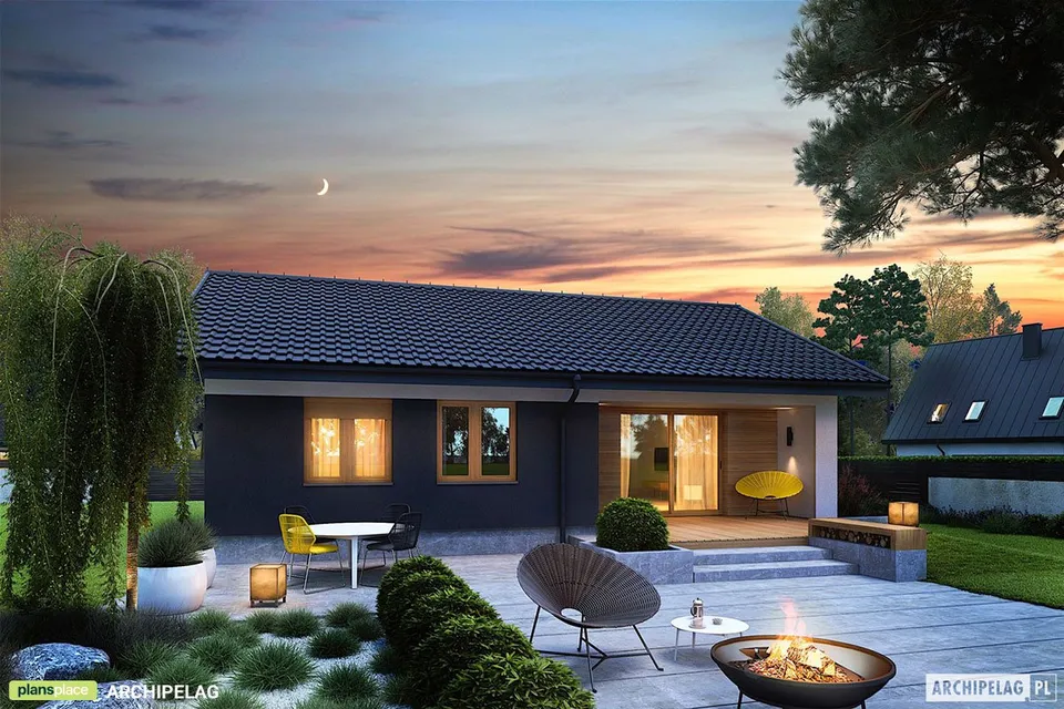Main Images 1 – 900 Sq Ft European Small House Plan with 3 Beds