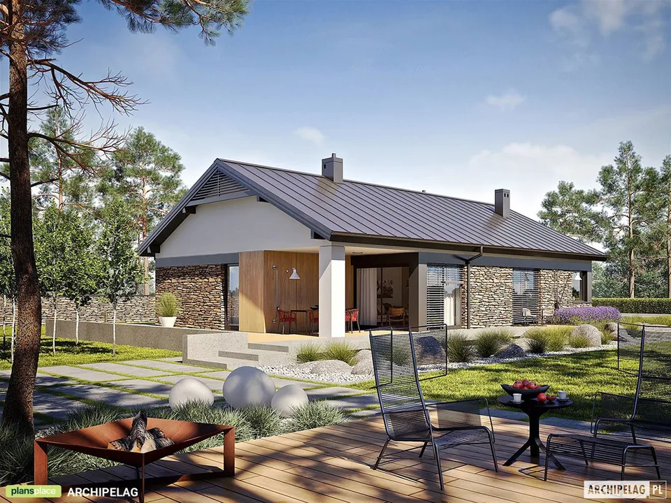 Main Images 1 – House Plan with 1-Car Garage and Fireplace