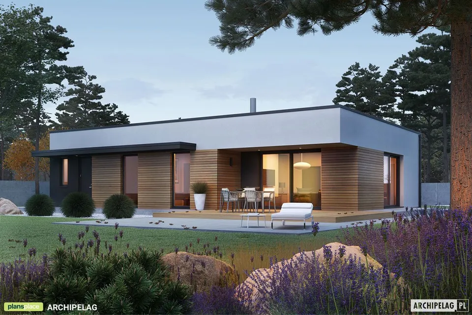 Main Images 1 – 1000 Sq Ft Flat Roof House Plan with 1-Car Garage