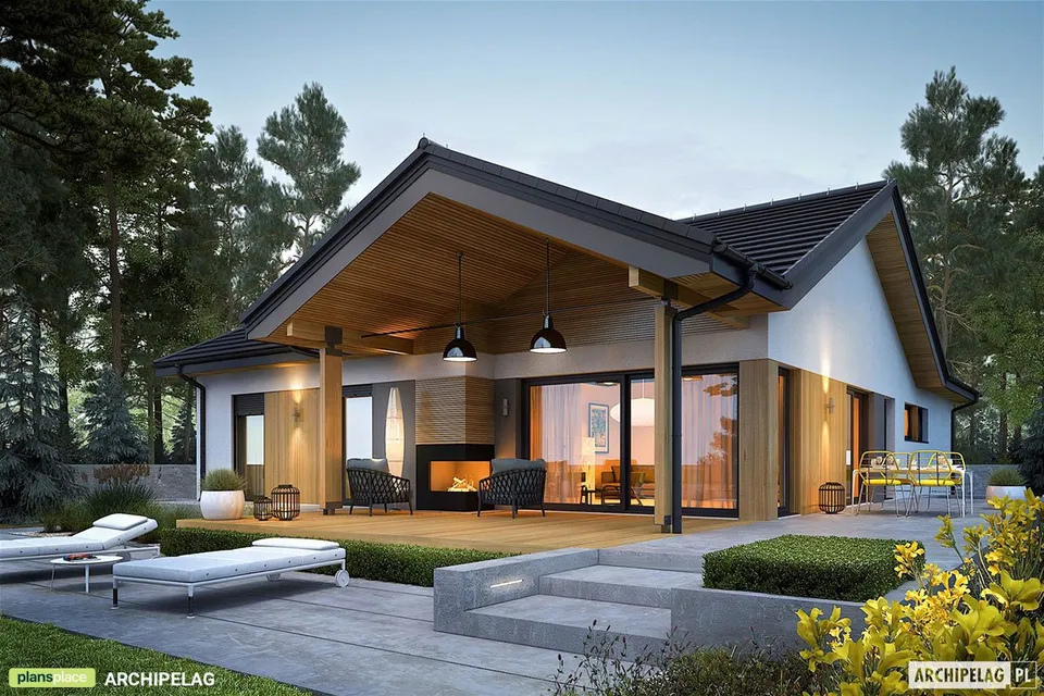 Main Images 1 – L-Shaped, 1300 Sq Ft House Plan with 2-Car Garage