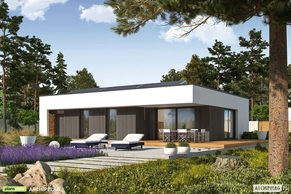 Main Images 1 – 1200 Sq Ft Flat Roof House Plan with 3 Beds